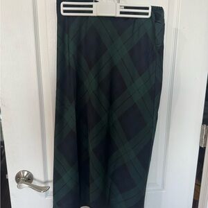J. Crew Dark Green and Black Bias Slip Skirt. NWT